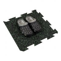 Černo-zelená gumová podlahová deska (puzzle - okraj) FLOMA FitFlo SF1050 - délka 50 cm, šířka 50 cm, výška 1,6 cm