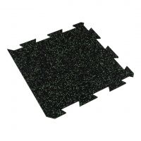 Černo-zelená gumová podlahová deska (puzzle - okraj) FLOMA FitFlo SF1050 - délka 50 cm, šířka 50 cm, výška 1,6 cm
