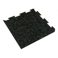 Černo-zelená gumová podlahová deska (puzzle - roh) FLOMA FitFlo SF1050 - délka 50 cm, šířka 50 cm, výška 1 cm