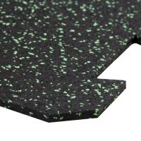 Černo-zelená gumová podlahová deska (puzzle - roh) FLOMA FitFlo SF1050 - délka 50 cm, šířka 50 cm, výška 1,6 cm