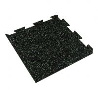Černo-zelená gumová modulová puzzle dlažba (roh) FLOMA FitFlo SF1050 - délka 50 cm, šířka 50 cm, výška 1,6 cm
