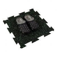 Černo-zelená gumová podlahová deska (puzzle - střed) FLOMA FitFlo SF1050 - délka 50 cm, šířka 50 cm, výška 1 cm