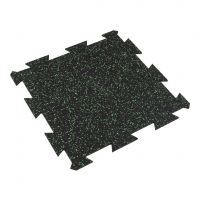 Černo-zelená gumová podlahová deska (puzzle - střed) FLOMA FitFlo SF1050 - délka 50 cm, šířka 50 cm, výška 1 cm