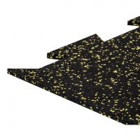 Černo-žlutá gumová podlahová deska (puzzle - okraj) FLOMA FitFlo SF1050 - délka 50 cm, šířka 50 cm, výška 1 cm