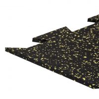 Černo-žlutá gumová podlahová deska (puzzle - okraj) FLOMA FitFlo SF1050 - délka 50 cm, šířka 50 cm, výška 1 cm