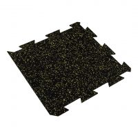 Černo-žlutá gumová podlahová deska (puzzle - okraj) FLOMA FitFlo SF1050 - délka 50 cm, šířka 50 cm, výška 1 cm