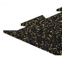 Černo-žlutá gumová modulová puzzle dlažba (roh) FLOMA FitFlo SF1050 - délka 50 cm, šířka 50 cm, výška 1,6 cm