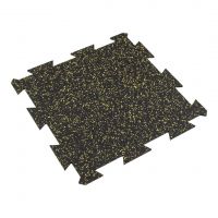 Černo-žlutá gumová podlahová deska (puzzle - střed) FLOMA FitFlo SF1050 - délka 50 cm, šířka 50 cm, výška 1,6 cm