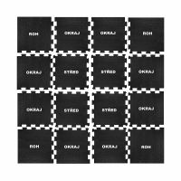 Černo-bílá gumová modulová puzzle dlažba (roh) FLOMA FitFlo SF1050 - délka 100 cm, šířka 100 cm, výška 1,6 cm