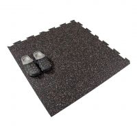 Černo-bílo-červená gumová podlahová deska (puzzle - roh) FLOMA FitFlo SF1050 - délka 100 cm, šířka 100 cm, výška 0,8 cm