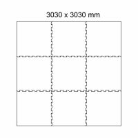 Černo-bílo-modrá gumová modulová puzzle dlažba (okraj) FLOMA FitFlo SF1050 - délka 100 cm, šířka 100 cm, výška 0,8 cm