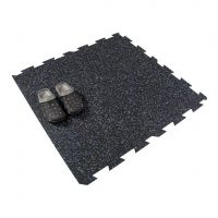 Černo-bílo-modrá gumová podlahová deska (puzzle - okraj) FLOMA FitFlo SF1050 - délka 100 cm, šířka 100 cm, výška 1,6 cm