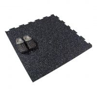 Černo-bílo-modrá gumová modulová puzzle dlažba (roh) FLOMA FitFlo SF1050 - délka 100 cm, šířka 100 cm, výška 0,8 cm
