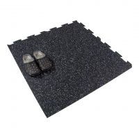 Černo-bílo-modrá gumová podlahová deska (puzzle - roh) FLOMA FitFlo SF1050 - délka 100 cm, šířka 100 cm, výška 0,8 cm