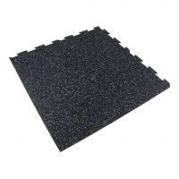 Černo-bílo-modrá gumová podlahová deska (puzzle - roh) FLOMA FitFlo SF1050 - délka 100 cm, šířka 100 cm, výška 1,6 cm