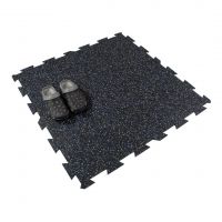 Černo-bílo-modrá gumová podlahová deska (puzzle - střed) FLOMA FitFlo SF1050 - délka 100 cm, šířka 100 cm, výška 0,8 cm