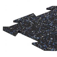 Černo-bílo-modrá gumová modulová puzzle dlažba (střed) FLOMA FitFlo SF1050 - délka 100 cm, šířka 100 cm, výška 0,8 cm