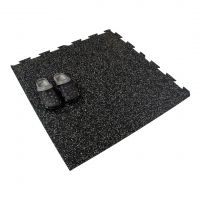 Černo-bílá gumová podlahová deska (puzzle - roh) FLOMA FitFlo SF1050 - délka 100 cm, šířka 100 cm, výška 1 cm