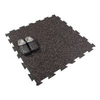 Černo-bílo-červená gumová podlahová deska (puzzle - střed) FLOMA FitFlo SF1050 - délka 100 cm, šířka 100 cm, výška 1 cm