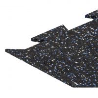 Černo-bílo-modrá gumová podlahová deska (puzzle - okraj) FLOMA FitFlo SF1050 - délka 100 cm, šířka 100 cm, výška 1 cm
