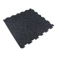 Černo-bílo-modrá gumová podlahová deska (puzzle - okraj) FLOMA FitFlo SF1050 - délka 100 cm, šířka 100 cm, výška 1 cm