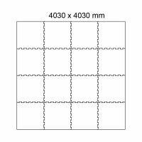 Černo-bílo-modrá gumová podlahová deska (puzzle - okraj) FLOMA FitFlo SF1050 - délka 100 cm, šířka 100 cm, výška 1 cm