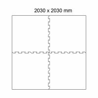 Černo-bílo-modrá gumová modulová puzzle dlažba (roh) FLOMA FitFlo SF1050 - délka 100 cm, šířka 100 cm, výška 1 cm