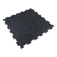 Černo-bílo-modrá gumová podlahová deska (puzzle - střed) FLOMA FitFlo SF1050 - délka 100 cm, šířka 100 cm, výška 1 cm