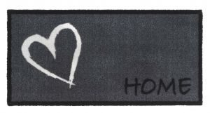 Šedá vnitřní čistící pratelná vstupní rohož FLOMA Home Heart - 40 x 80 x 0,8 cm