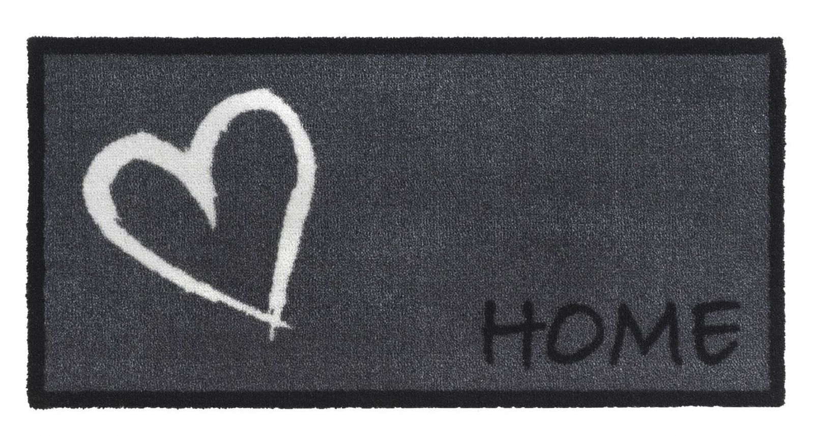 Šedá pratelná vstupní rohož FLOMA Home Heart - délka 40 cm, šířka 80 cm, výška 0,8 cm