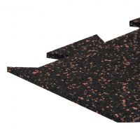Černo-červená gumová podlahová deska (puzzle - okraj) FLOMA FitFlo SF1050 - délka 100 cm, šířka 100 cm, výška 1,6 cm