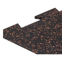 Černo-červená gumová podlahová deska (puzzle - okraj) FLOMA FitFlo SF1050 - délka 100 cm, šířka 100 cm, výška 1 cm