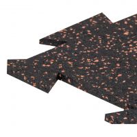 Černo-červená gumová podlahová deska (puzzle - okraj) FLOMA FitFlo SF1050 - délka 100 cm, šířka 100 cm, výška 1 cm