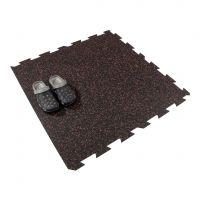 Černo-červená gumová podlahová deska (puzzle - okraj) FLOMA FitFlo SF1050 - délka 100 cm, šířka 100 cm, výška 1 cm