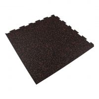 Černo-červená gumová podlahová deska (puzzle - roh) FLOMA FitFlo SF1050 - délka 100 cm, šířka 100 cm, výška 1,6 cm