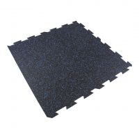 Černo-modrá gumová modulová puzzle dlažba (okraj) FLOMA FitFlo SF1050 - délka 100 cm, šířka 100 cm, výška 1 cm