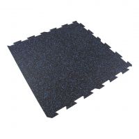 Černo-modrá gumová podlahová deska (puzzle - okraj) FLOMA FitFlo SF1050 - délka 100 cm, šířka 100 cm, výška 1 cm