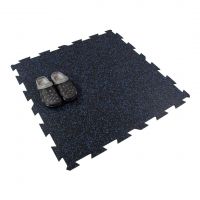 Černo-modrá gumová podlahová deska (puzzle - střed) FLOMA FitFlo SF1050 - délka 100 cm, šířka 100 cm, výška 1 cm