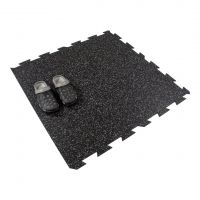 Černo-šedá gumová podlahová deska (puzzle - okraj) FLOMA FitFlo SF1050 - délka 100 cm, šířka 100 cm, výška 1,6 cm