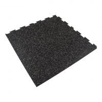 Černo-šedá gumová podlahová deska (puzzle - roh) FLOMA FitFlo SF1050 - délka 100 cm, šířka 100 cm, výška 1 cm
