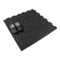 Černo-šedá gumová podlahová deska (puzzle - roh) FLOMA FitFlo SF1050 - délka 100 cm, šířka 100 cm, výška 1 cm