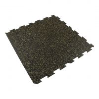 Černo-žlutá gumová podlahová deska (puzzle - okraj) FLOMA FitFlo SF1050 - délka 100 cm, šířka 100 cm, výška 0,8 cm