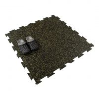 Černo-žlutá gumová podlahová deska (puzzle - střed) FLOMA FitFlo SF1050 - délka 100 cm, šířka 100 cm, výška 1,6 cm