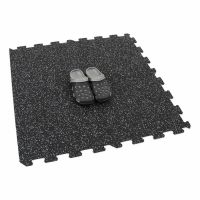 Černo-bílá gumová podlahová deska (puzzle - okraj) FLOMA FitFlo SF1050 - délka 95,6 cm, šířka 95,6 cm, výška 0,8 cm