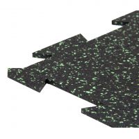 Černo-zelená gumová modulová puzzle dlažba (okraj) FLOMA FitFlo SF1050 - délka 100 cm, šířka 100 cm, výška 1 cm