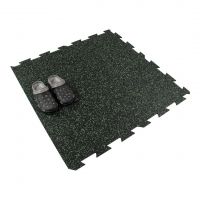 Černo-zelená gumová podlahová deska (puzzle - okraj) FLOMA FitFlo SF1050 - délka 100 cm, šířka 100 cm, výška 1 cm