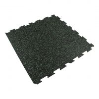 Černo-zelená gumová podlahová deska (puzzle - okraj) FLOMA FitFlo SF1050 - délka 100 cm, šířka 100 cm, výška 1 cm