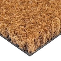 Hnědá plastová kokosová textilní vnitřní venkovní čistící zátěžová vstupní rohož FLOMA Natural Coco - 200 x 200 x 1,7 cm