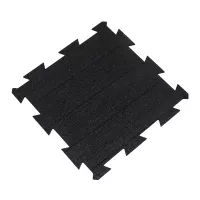 Černá gumová podlahová deska (puzzle - střed) FLOMA FitFlo SF1050 - délka 50 cm, šířka 50 cm, výška 0,8 cm