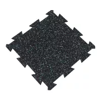 Černo-bílo-modrá gumová podlahová deska (puzzle - střed) FLOMA FitFlo SF1050 - délka 50 cm, šířka 50 cm, výška 0,8 cm